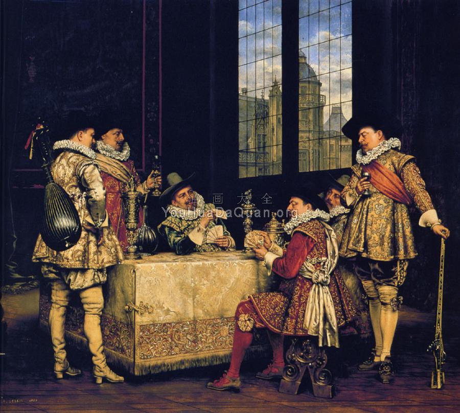 The Game of Cards - 阿道夫·亚历山大·莱斯雷尔